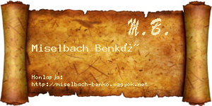 Miselbach Benkő névjegykártya